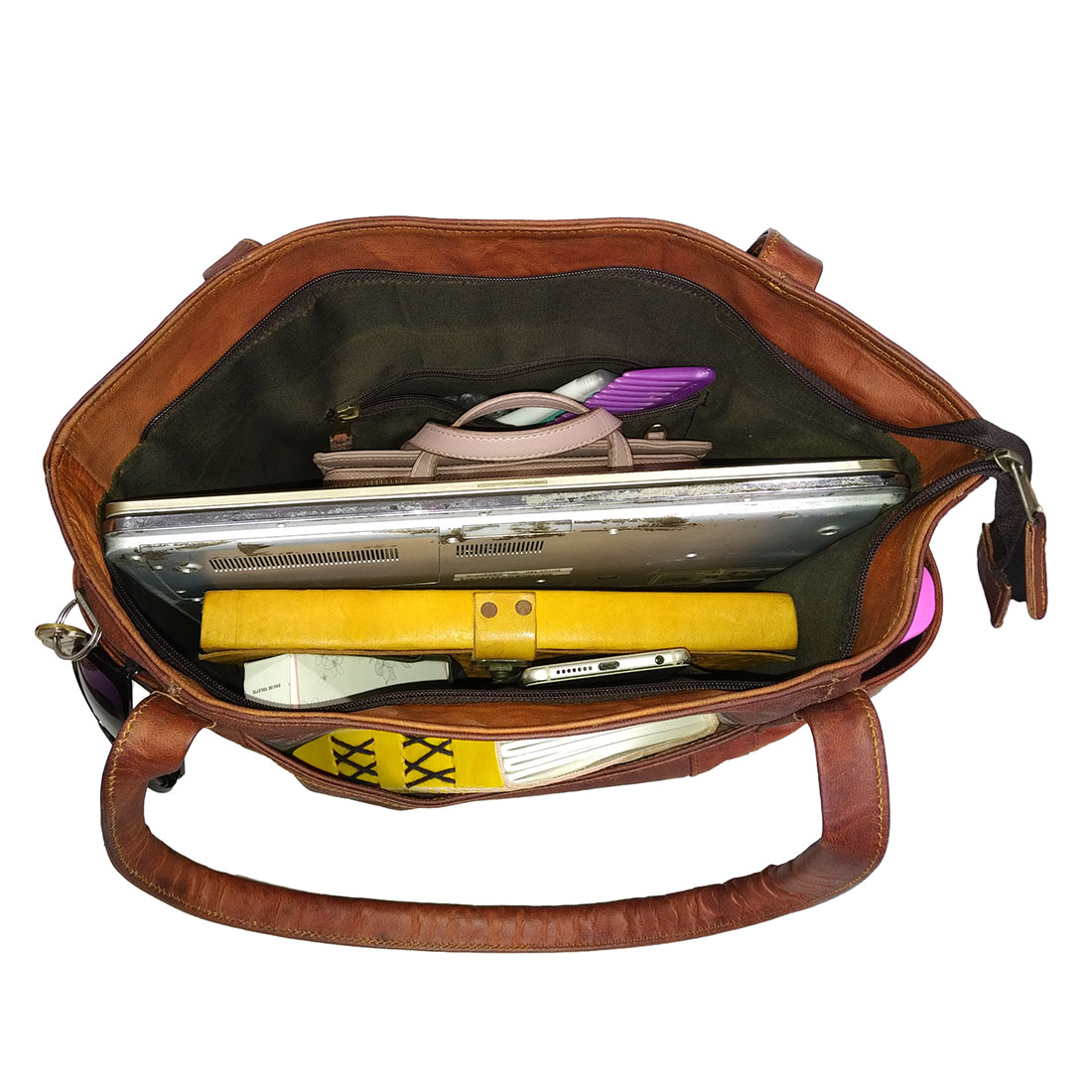 Women's Side Shoulder Crossbody Bag Genuine Leather Tote Bag Brown Daily Wear Office Bag